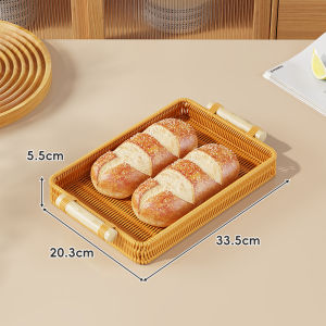 WUBUWEI | Rattan-Style Serving Tray for Snacks Fruits and Tea