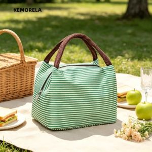 1 Chiếc Sọc Túi Tote Canvas Nữ Dung Tích Lớn Túi Xách Thân Thiện Với Môi Trường Có Thể Tái Sử Dụng Hộp Cơm Trưa Dã Ngoại Đi Biển Du Lịch Tạp Hóa Shopper