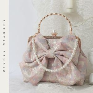 Túi Đeo Chéo Lụa Tay Làm Bằng Da Dê Thủ Công Túi Đeo Vai Hình Chú Ong Mộng Thắt Nút Bướm Dễ Thương Túi Đeo Vai Ngọc Trai