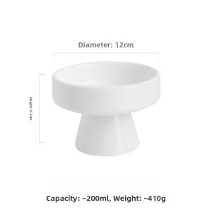 Pure White Ceramic High Foot Bowl Plate Hotel Restaurant Creative Cold Dish Tea Snack Display Plate European Style Handmade