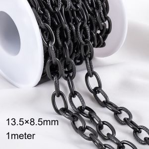 1Meter 2Meters Stainless Steel GunBlack Chick And Thin Chain for DIY Mens Punk Necklace Bracelet Trendy Chain Jewelry Making