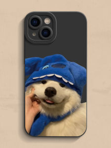 Blue Cap Samo iPhone Case Silicone Full Cover Protection Dog Cartoon Creative Design Compatible with Multiple Models