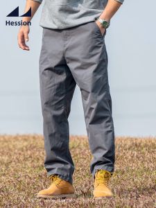 HESSION | Water-washed Cotton Loose Straight Leisure Pants For Men