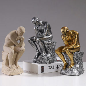 European-style Thinker Resin Figurine Ornament for Creative Home and Office Bookshelf Decoration