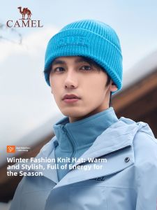 CAMEL | Men Warm Ear Protection Knit Hat Large Head Circumference Blue