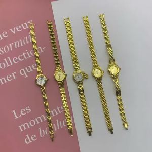 Womens Bracelet Watch Luxury Fashion Small Dial Gold Quartz Wristwatch for Woman Elegant Dress Ladies Clock Gift Reloj Mujer