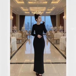 Set áo cổ tròn tay dài kèm Chân váy bút chì KVYBODY S40 chất thun cotton borip lụa dày mịn co giãn