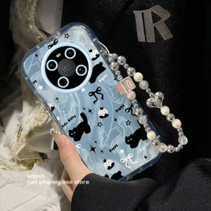 TDTechM40 Cat Design Phone Case for Huawei M40 Pink Bunnies Personality Chain Thick Edge Anti-Fall Protection Cover Cute Purple