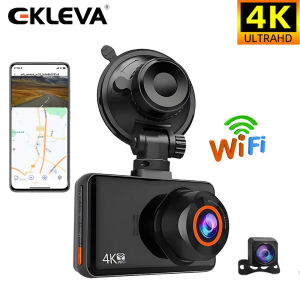 Ekleva 4k Máy ghi âm lái xe trước và ống kính kép phía sau Hỗ trợ camera hành trình ghi hình ban đêm Wifi
