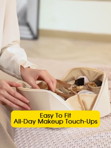 HXR Pillow Makeup Bag Large Capacity Beauty Cosmetic Storage Bag Handbag for Women Travel Waterproof Leather Zipper Bag