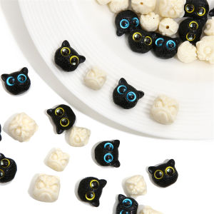 ลูกปัดแมวสีดำ ชุด 1 ชิ้น ลูกปัดนกฮูกนกฮูก 3 มิติ สำหรับการผลิตแมวสีขาว สร้อยข้อมือแฮนด์เมด บรรทัดทำมือ สร้อยข้อมือวัสดุ เครื่องประดับอัญมณี