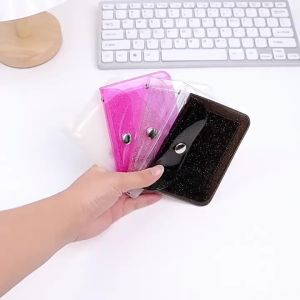 Korean Ins Style Transparent PVC Card Holder Keychain with Snap Button Portable Mini ID Bank Card Pouch Bag for Keys & Bags