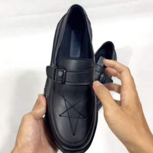 Mikihas - Sepatu Loafers Pria Kulit Hitam Dockmart Bintang - R4 Fullblack