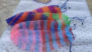 ถุงตาข่าย ถุงถัก ถุงปากรูด เขือกไนรอน (คละสี)