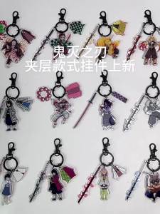 Bandai | Móc Khóa Acrylic Anime Diệt Quỷ Tanjiro Nezuko Kamado Nhân Vật Hoạt Hình Mặt Dây Trang Trí Cặp Sách Cho Trẻ Em Quà Tặng