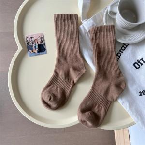 Tất Cotton Dài Đến Bắp Chân Cho Cặp Đôi Mùa Thu Đông Phong Cách Đơn Giản Màu Trơn Thể Thao Tất Dày Thấm Hút Mồ Hôi
