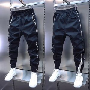 Mens Casual Quick Dry Thin Summer Autumn Spring Elastic Waist Workwear Pants Pure Color Slim Fit Trousers Straight Tube Jeans