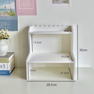 Wooden Desktop Dual Layer Storage Rack Bedroom Cosmetic Organizer Shelf Dormitory Study Desk Cup Storage Rack Yuan Qi Corner