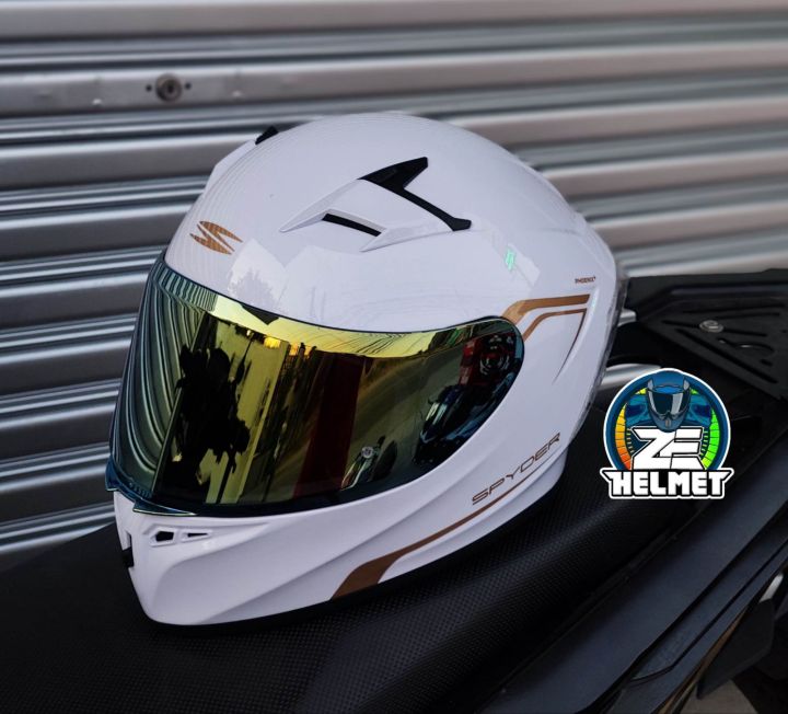 SPYDER PHOENIX+ PLAIN ARCTIC WHITE GOLD FULL FACE SINGLE VISOR | Lazada PH