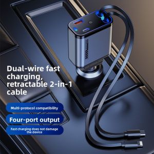 LOOBE | Super Fast Charging Extendable Car Charger 4-Port Adapter