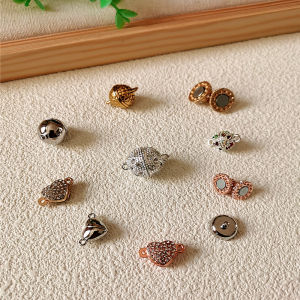 หัวเข็มขัดแม่เหล็กสำหรับสร้อยคอ สร้อยข้อมือ ผ้าพันคอ หัวเข็มขัดแม่เหล็ก DIY อุปกรณ์เครื่องประดับแฟชั่น โลหะผสมเงินทอง