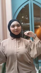 Kemeja Wanita Balon Crinkle Premium Polos Oversize Atasan Wanita