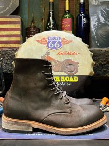 Retro American British Style High Top Genuine Leather Fleece Motorbike Mens Boots Workwear Martin Paratrooper Boots Trendy