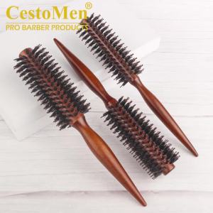 Lược Chải Tóc Bằng Gỗ Cán Gỗ Kiểu Xoắn - Lược Tròn Làm Bằng Lông Lợn Dụng Cụ Tạo Kiểu Tóc Cho Nữ Phong Cách Cổ Điển