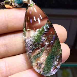 Pure natural Brazilian Ghost Treasure Basin water drop pendant crystal clear ✨ particularly water spirit crystal scenery charming view \ud83d\udc93 Artistic conception beauty! Extremely beautiful!! Xie Bao Ping an specification: 48.5*22*16mm