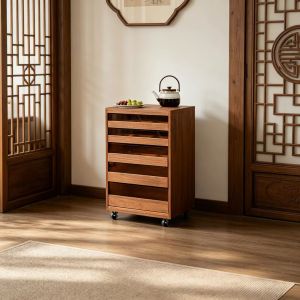 HENGDEMU | New Chinese Style Storage Cabinet Display Shelf with Lighting Moveable Organizer