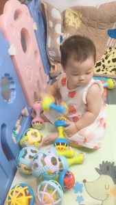 Baby Rattle Toy Infant Bite Teether Hand Jingle Bells Toys Soft Silicone BPA free