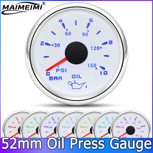 RYSJM | 2" 52mm 7 Colors LED Car Oil Pressure Gauge High Speed Motor 0-10 BAR 0-150 PSI Oil Press Gauge For Auto Car Boat Motorcycle