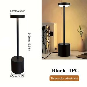 Cordless Table Lamp Rechargeable Night Lamps with 3-Color Dimmable Light Outdoor Table Lamp for Bedroom Restaurant Patio Home
