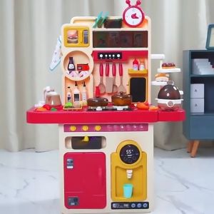 Mega 94cm Kitchen Toy with Spraying Water Real Mist - Includes FREE Gifts - Ideal for Pretend Play Cooking Kids Children Birthday Gift - Features Lights Sound Utensils Food Dining and Cutler