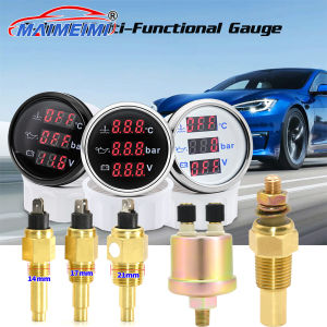 3 in 1 Car Gauge﻿ Water Temperature + Oil Pressure + Voltmeter 52mm Digital Red Backlight  Waterproof car gauge or with Sensor