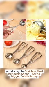 Stainless Steel Ice Cream Spoon Spring Trigger Cookie Scoop