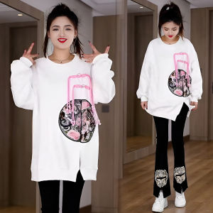 เสื้อสเวตเตอร์คอตตอนสไตล์เกาหลีสำหรับผู้หญิง แฟชั่นฤดูใบไม้ผลิและฤดูใบไม้ร่วง ดีไซน์ใหม่ แขนยาว ปกกลม เสื้อคลุมแบบสวมหัว