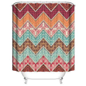 Bohemian Style Waterproof Bathroom Shower Curtain Set