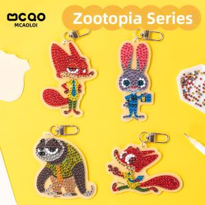 Disney Zootopia DIY Diamond Painting Keychain Charm with Elegant Design