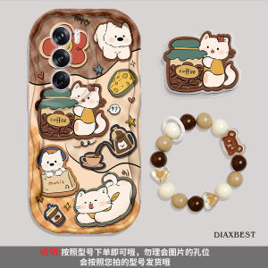 Anti-Fingerprint Silicone Phone Case for Oppo Reno Series with Bracelet Cartoon Design Mens Style Non-Stick Finger Reno9 Reno11Pro 12Pro