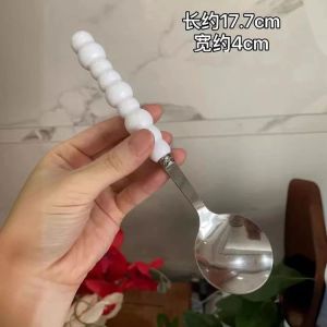 Sendok Makan Dengan Pegangan Model Mutiara/ Pearl Cutlery/ Sendok Makan Gaya Ins