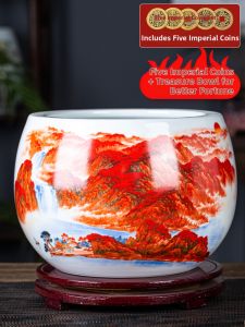 Prosperity Symbolic Wealth Pot Red Landscape Decorative Ornament