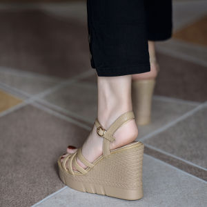 Handmade Thick Heel Sandals Womens Shoes Xiong Dashi High Heel 10.5cm Platform Waterproof Leather Fashionable Casual Shoes