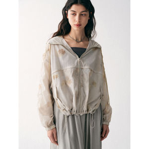 MSLAN UPF50+ UV Protection Lightweight Hooded Sunscreen Outerwear Chinese Style Plant Oxygen Formation Womens Fashion Summer Clothes