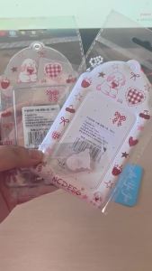 2pcs Strawberry Bunny Print Photocard Holder Korean Style 3 Inch Kpop Idol Card Case Polaroid Photo Protector