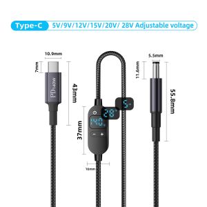 USB C to DC Power Cable 140W Type C to 5V 9V 12V 15V 20V 28V Adjustable Voltage Adapter Connector Cable for Laptop Routers