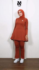 Nano Setelan Cutbray Wanita / Baju Senam Muslim Cutbray / Baju Senam Aerobic