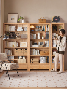 YUANSHI YUANSU | Solid Wood Oak Bookshelf Storage Display Furniture