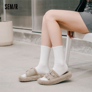 Semir | Dép bông nữ mùa thu đông đế dày có lông dùng trong nhà ngoài trời