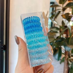 9pcs/set New Fashion Matt Solid Telephone Wire Elastic Hair Band Frosted Spiral Cord Rubber Band Hair Tie Stretch Head Band Gum
